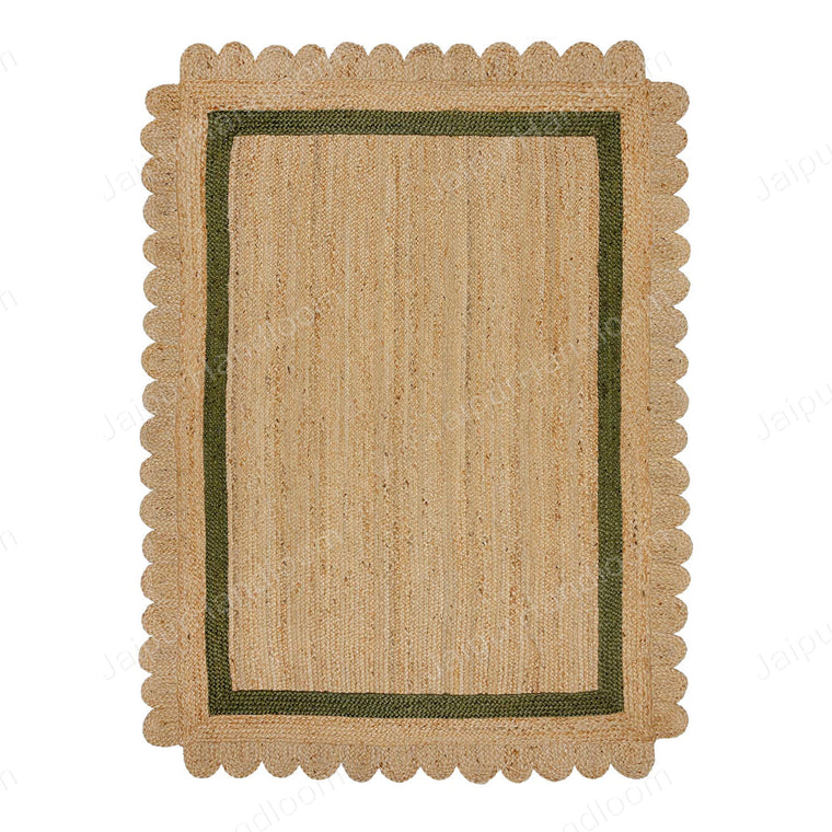 Scalloped Jute Rug 8X10, Scalloped Natural Jute Area Rug 9X12 Feet