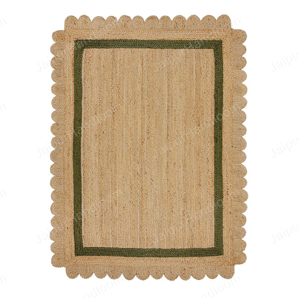 Scalloped Jute Rug 8X10, Scalloped Natural Jute Area Rug 9X12 Feet