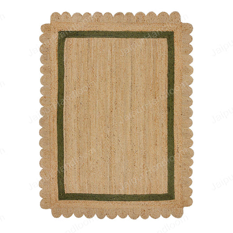 Scalloped Jute Rug 8X10, Scalloped Natural Jute Area Rug 9X12 Feet