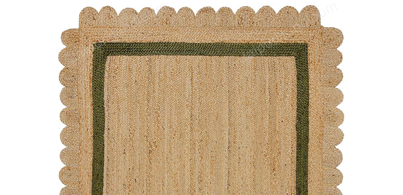 Scalloped Jute Rug 8X10, Scalloped Natural Jute Area Rug 9X12 Feet