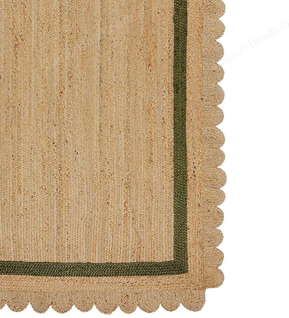 Scalloped Jute Rug 8X10, Scalloped Natural Jute Area Rug 9X12 Feet