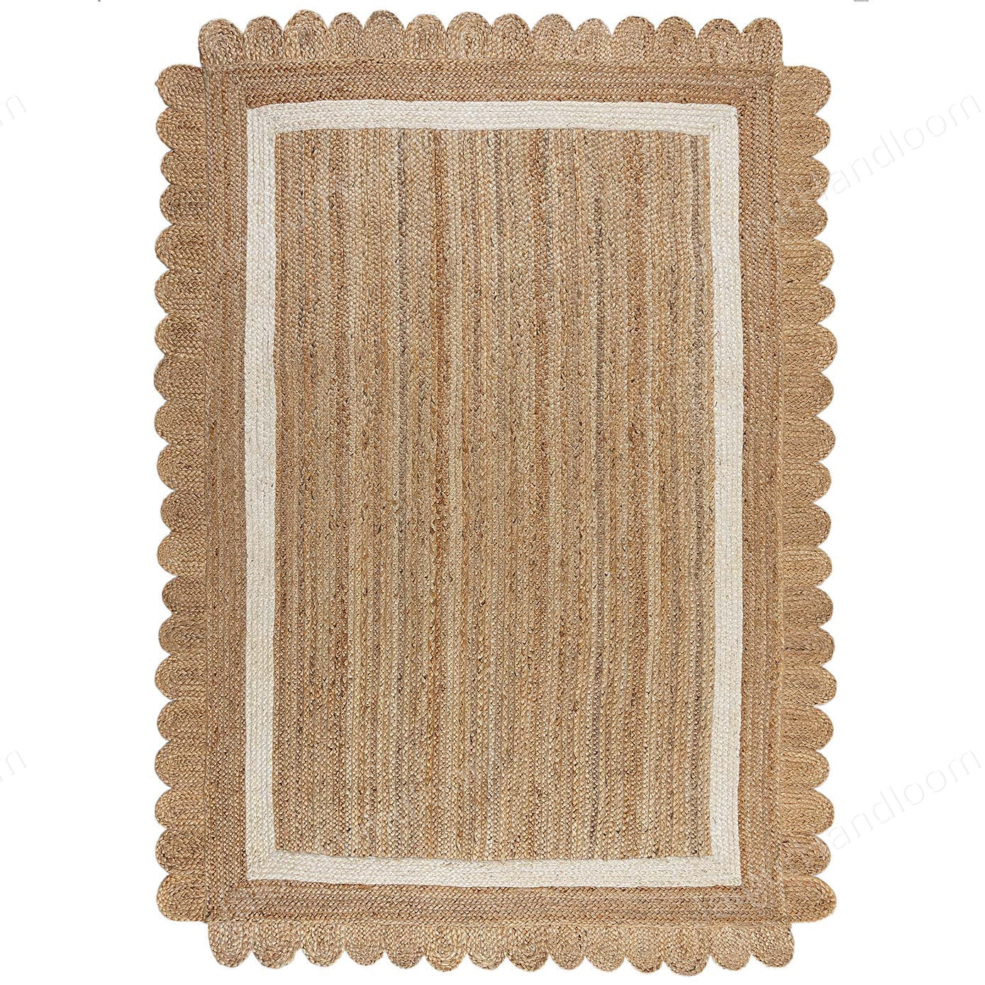 Scalloped Natural Jute Area Rug, Scallop Edge Area Rug, Jute Runner Rug