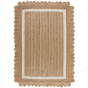 Scalloped Natural Jute Area Rug, Scallop Edge Area Rug, Jute Runner Rug