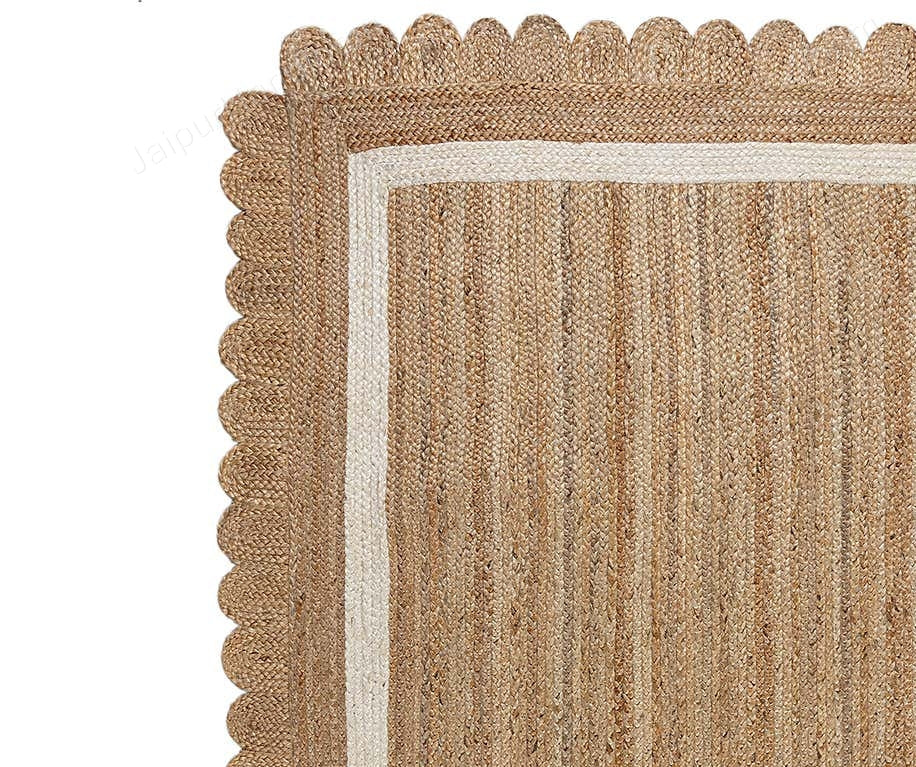 Scalloped Natural Jute Area Rug, Scallop Edge Area Rug, Jute Runner Rug