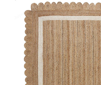 Scalloped Natural Jute Area Rug, Scallop Edge Area Rug, Jute Runner Rug