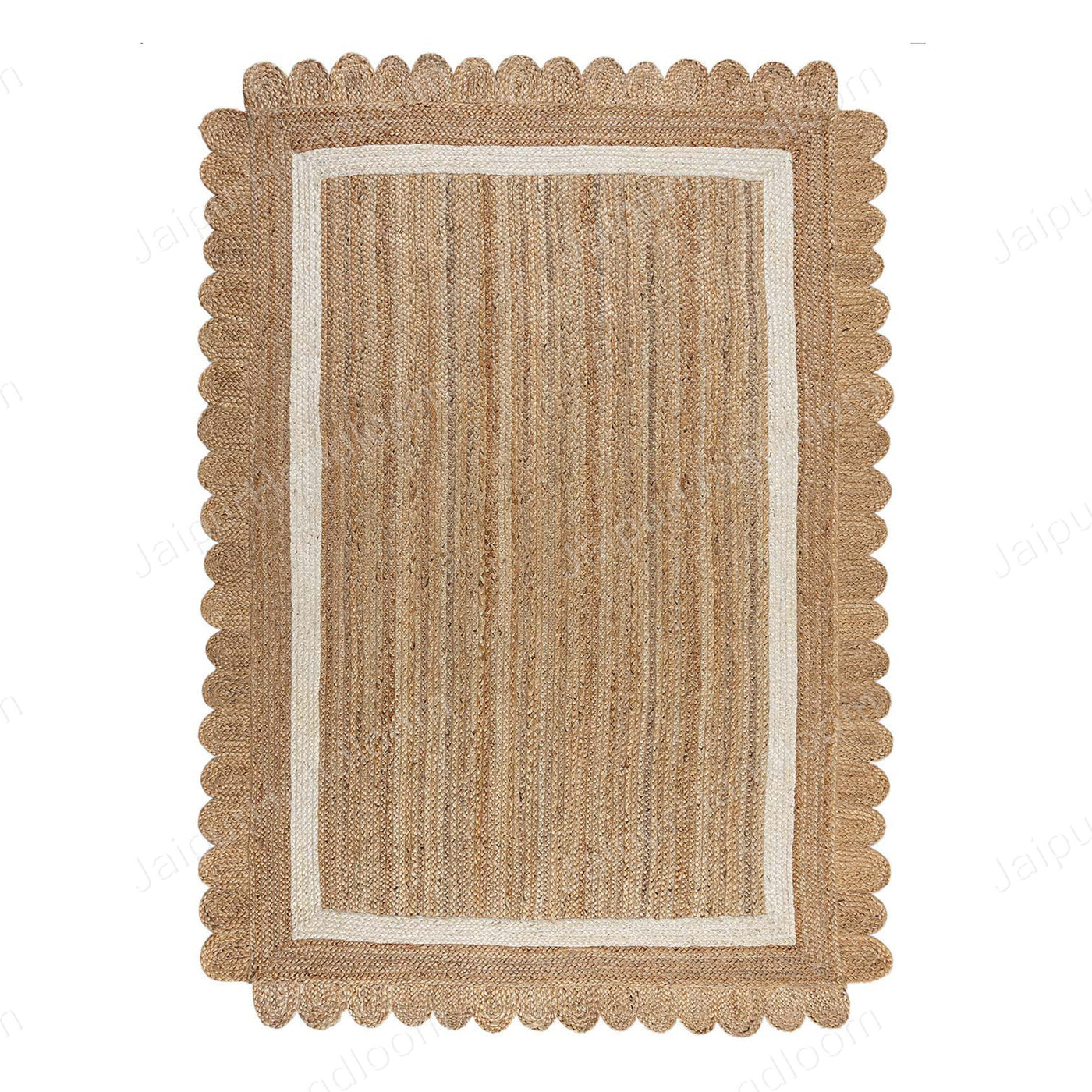 Scalloped Natural Jute Area Rug, Scallop Edge Area Rug, Jute Runner Rug