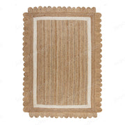 Scalloped Natural Jute Area Rug, Scallop Edge Area Rug, Jute Runner Rug
