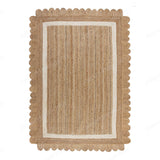 Scalloped Natural Jute Area Rug, Scallop Edge Area Rug, Jute Runner Rug