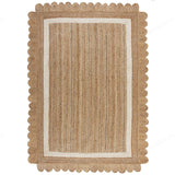 Scalloped Natural Jute Area Rug, Scallop Edge Area Rug, Jute Runner Rug