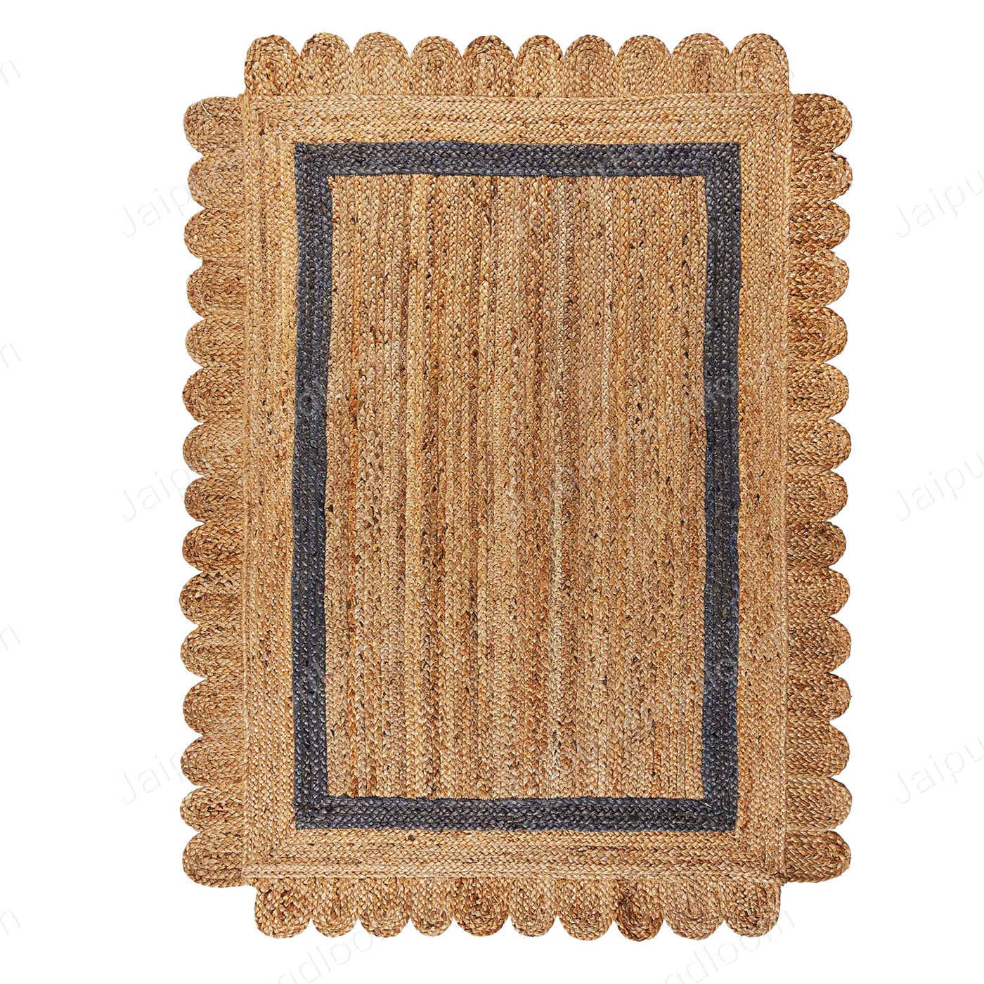 Scallop Jute Rug, Bohemian Jute Rug, Scallop Edge Natural Jute Area Rug