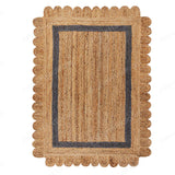 Scallop Jute Rug, Bohemian Jute Rug, Scallop Edge Natural Jute Area Rug