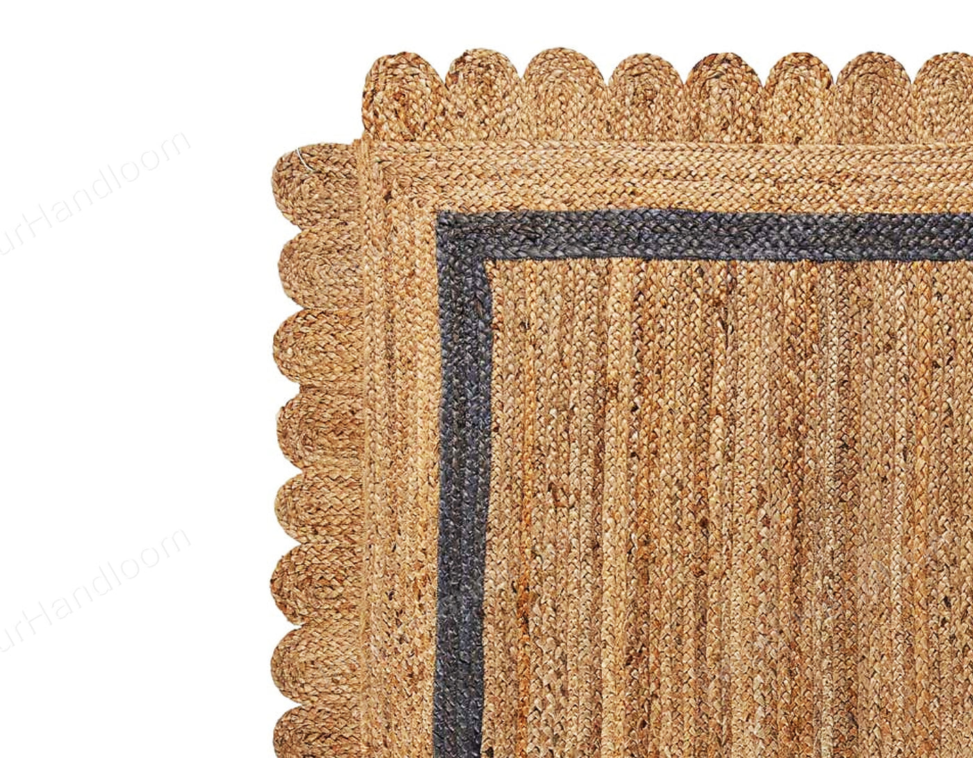 Scallop Jute Rug, Bohemian Jute Rug, Scallop Edge Natural Jute Area Rug