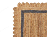 Scallop Jute Rug, Bohemian Jute Rug, Scallop Edge Natural Jute Area Rug