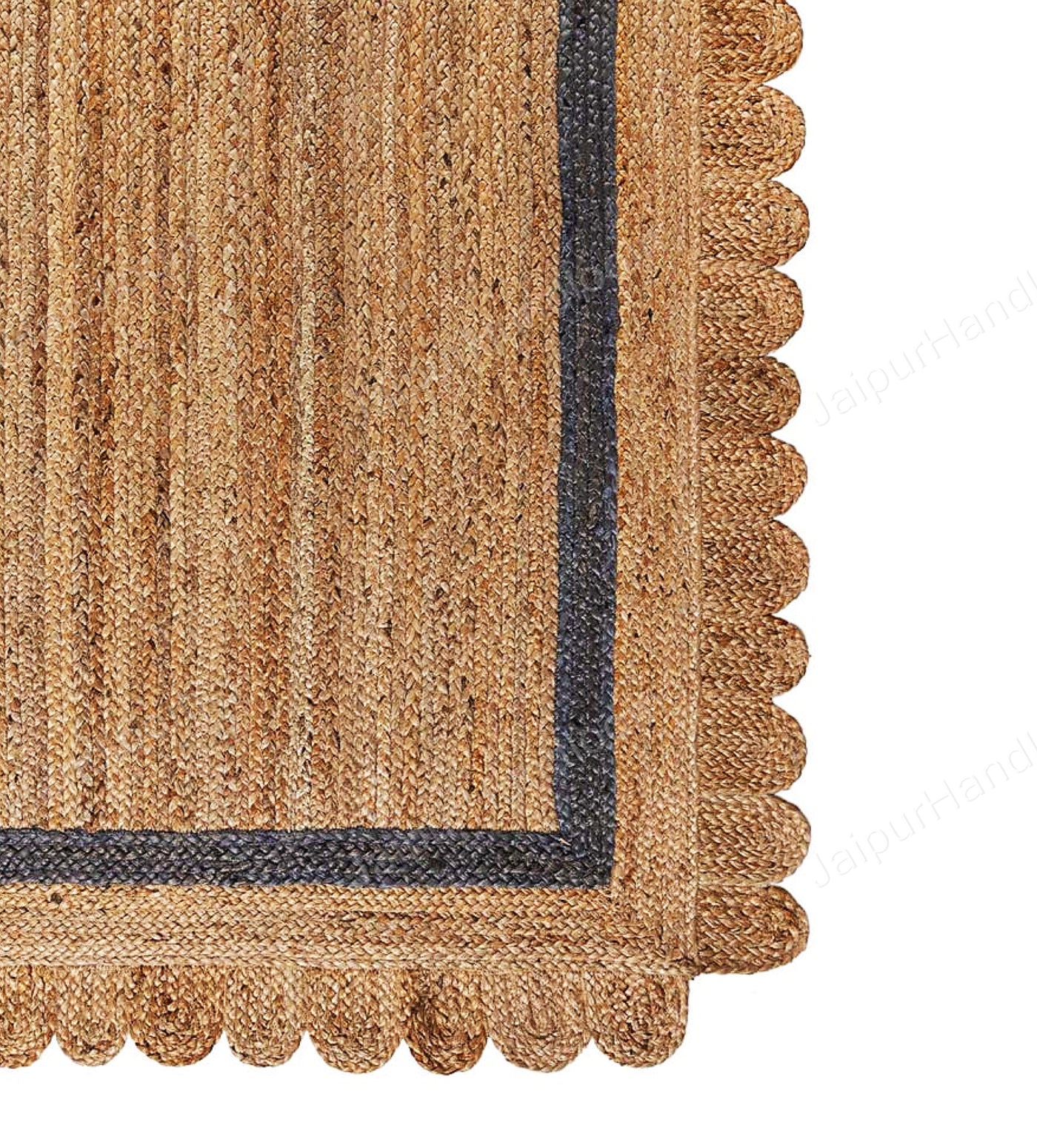 Scallop Jute Rug, Bohemian Jute Rug, Scallop Edge Natural Jute Area Rug
