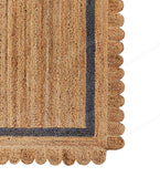 Scallop Jute Rug, Bohemian Jute Rug, Scallop Edge Natural Jute Area Rug