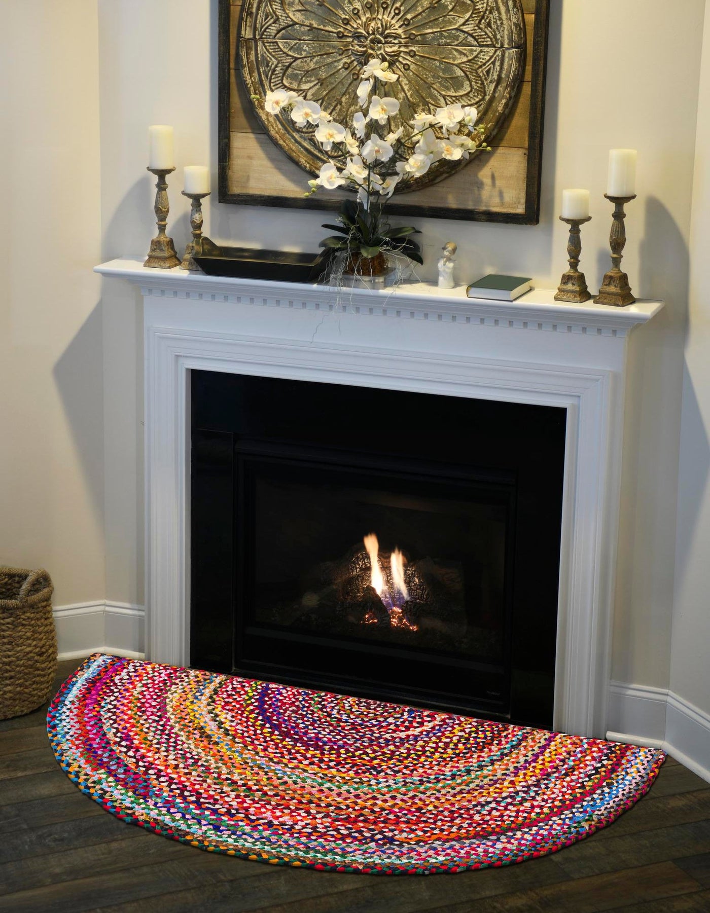 Reversible Braided Cotton Chindi Doormat, Half Round Cotton Rug for Front Door, Cotton Welcome Doormat