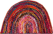 Reversible Braided Cotton Chindi Doormat, Half Round Cotton Rug for Front Door, Cotton Welcome Doormat