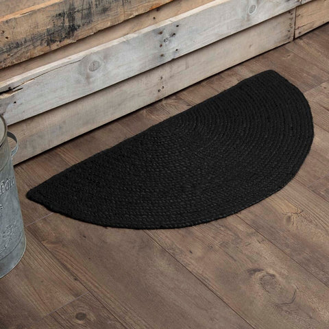 Black Jute Doormat, Half Circle Jute Rug, Half Moon Doormat, Half Round Rug