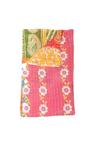 floral design kantha quilt throw