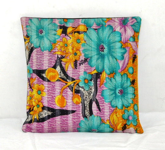 handmade kantha throw pillow covers boho outdoor floor cushions pillows