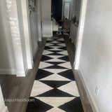 Black and White Jute Stair Runner Carpet Non Runner for Wooden Steps