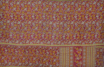 floral pattern vintage kantha bed cover twin size