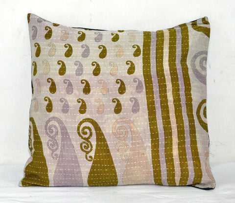 indian ethnic kantha throw pillows 24" boho sofa cushion covers