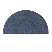 Navy Blue Half Circle Entryway Rug for Front Door, Half Moon Jute Doormat, Natural Half Round Rug