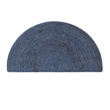 Navy Blue Half Circle Entryway Rug for Front Door, Half Moon Jute Doormat, Natural Half Round Rug