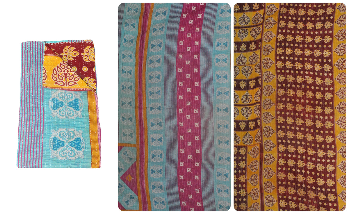 bohemian kantha sofa throw blanket