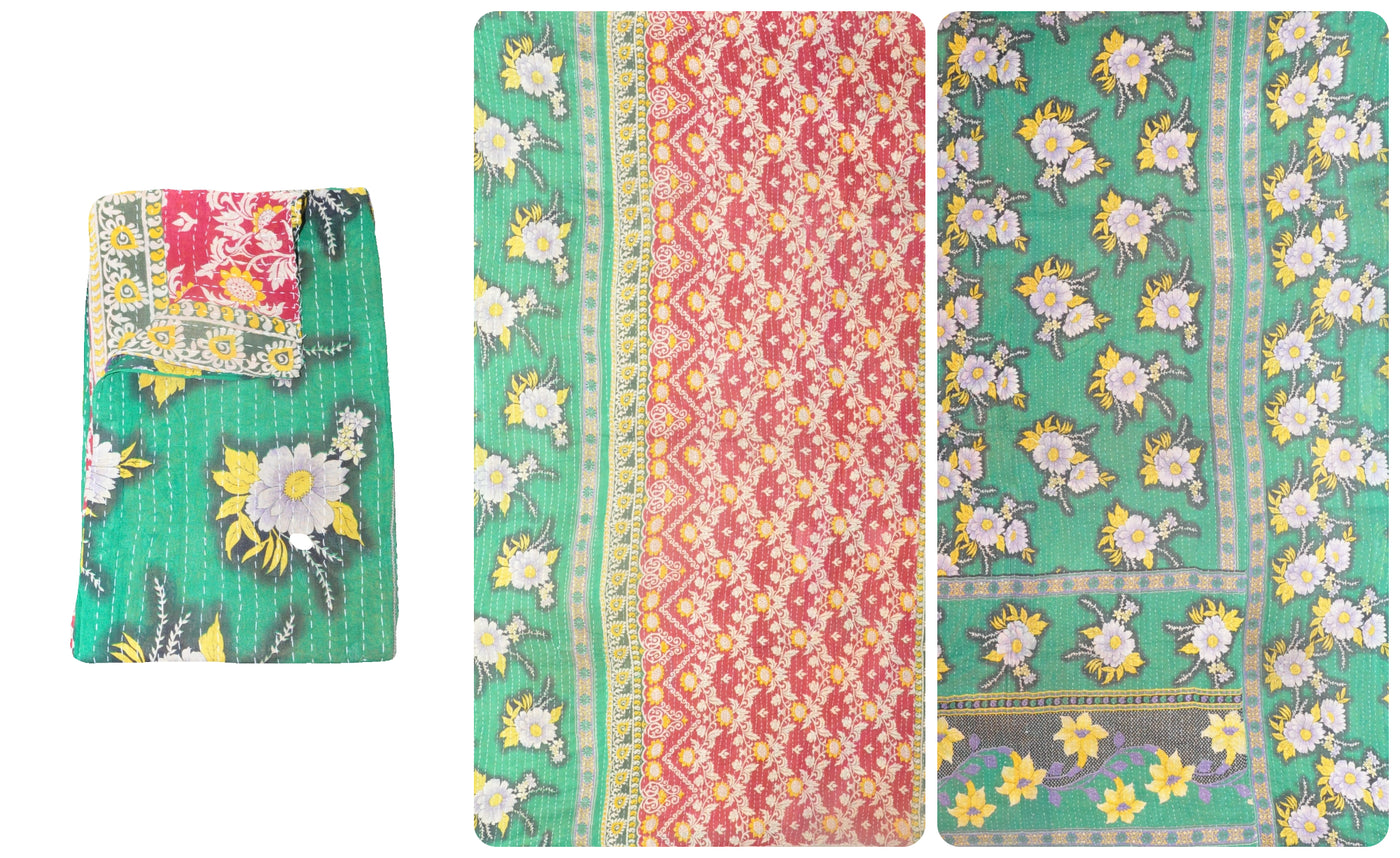 vintage sari kantha sofa cover blanket