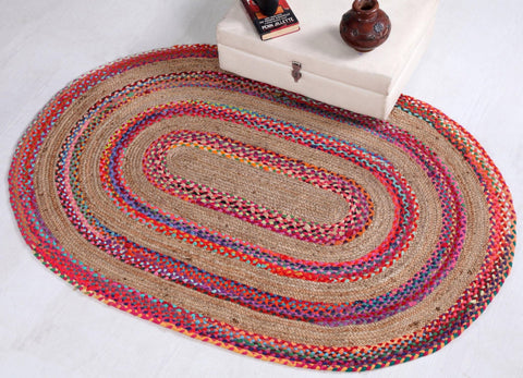 Braided Oval Carpet Rug 6'x9' for Living Room Handwoven Oval Jute Rug 3'x5'