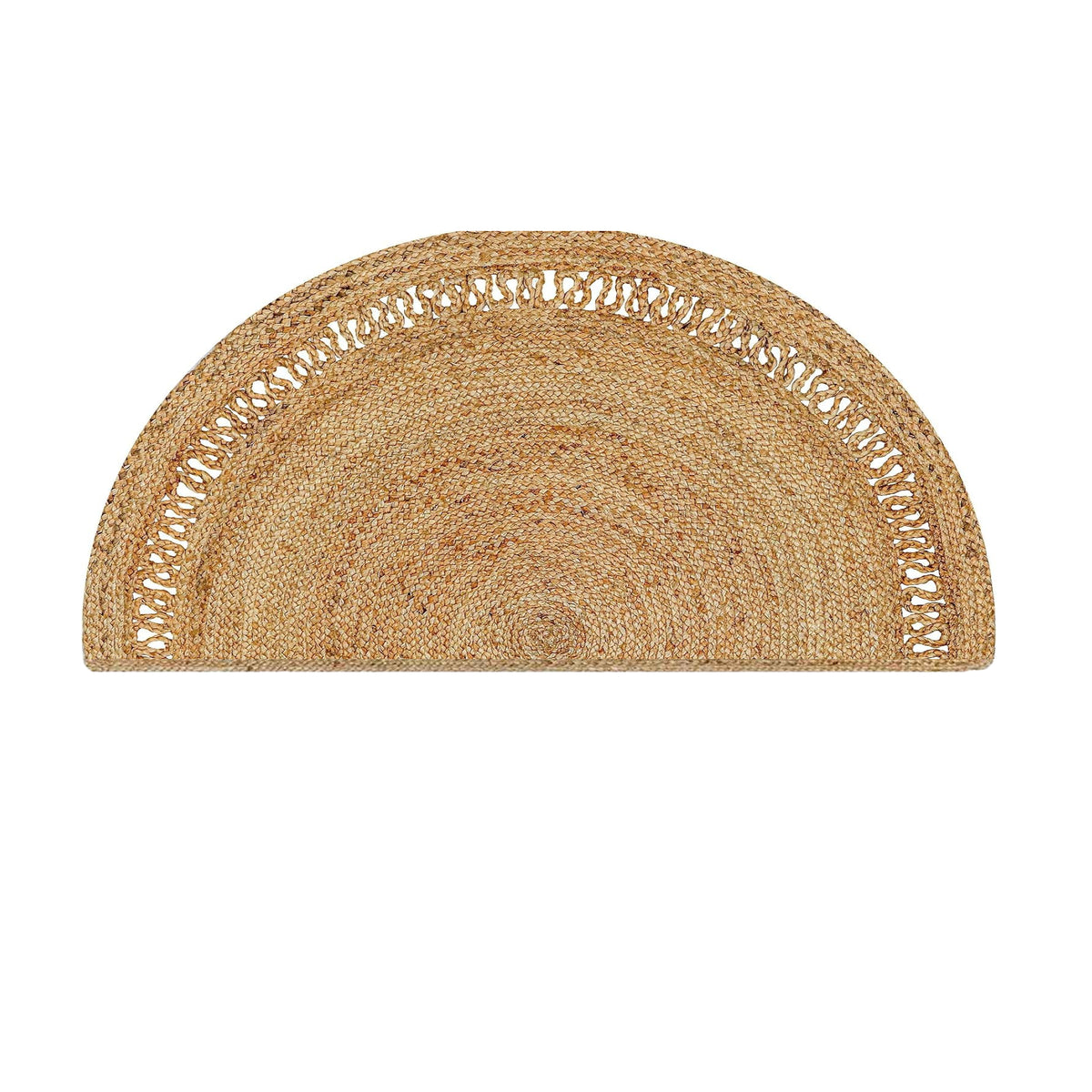 Half Circle Jute Rug, Natural Half Moon Doormat for Entryway or Kitchen Door