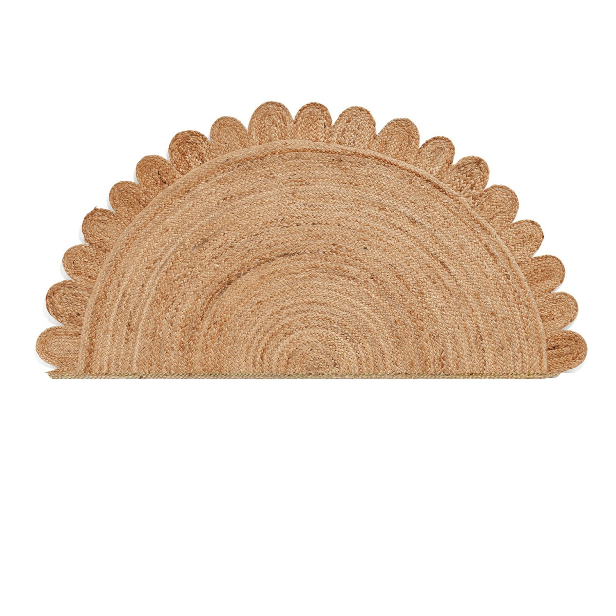 Natural Jute Scalloped Doormat, Half Moon Scalloped Entrwyay Rug for Front Door