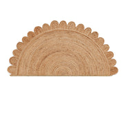 Natural Jute Scalloped Doormat, Half Moon Scalloped Entrwyay Rug for Front Door