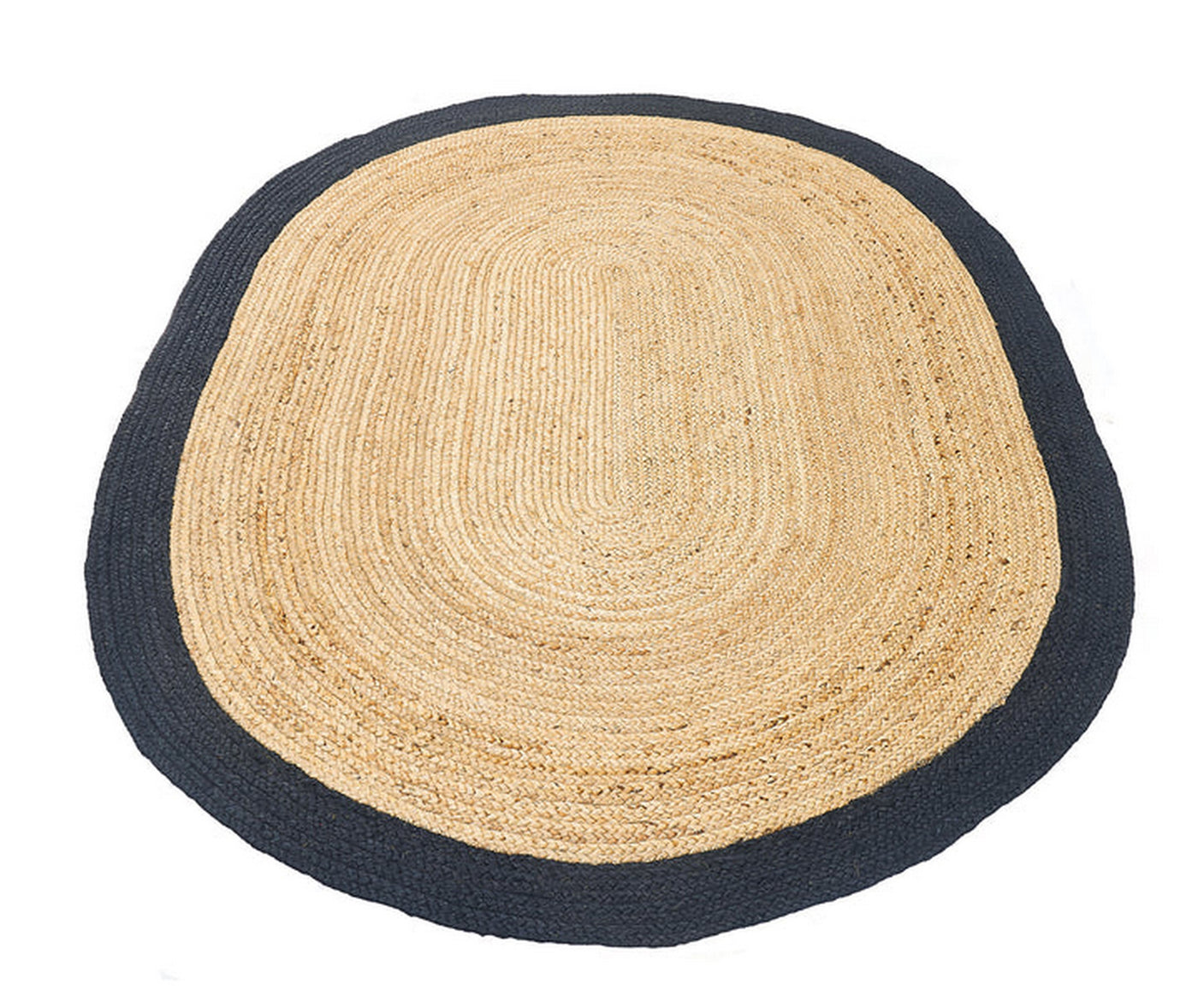 Bordered Oval Jute Rug 6'x9' for Dining Table Hemp Jute Oval Area Carpet Rug