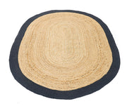 Bordered Oval Jute Rug 6'x9' for Dining Table Hemp Jute Oval Area Carpet Rug