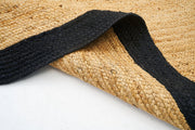 Bordered Oval Jute Rug 6'x9' for Dining Table Hemp Jute Oval Area Carpet Rug