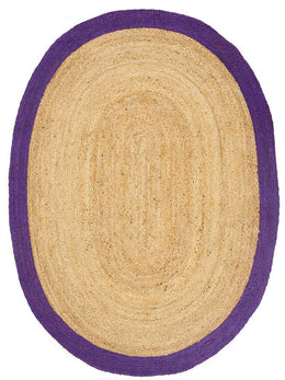 Purple Area Rug in Oval Shape 5'x7' Braided Oval Jute Rug 8'x10' for Living Room