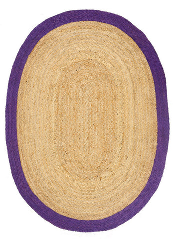 Purple Area Rug in Oval Shape 5'x7' Braided Oval Jute Rug 8'x10' for Living Room