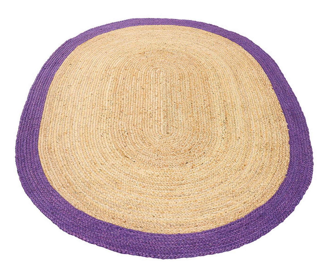 Purple Area Rug in Oval Shape 5'x7' Braided Oval Jute Rug 8'x10' for Living Room
