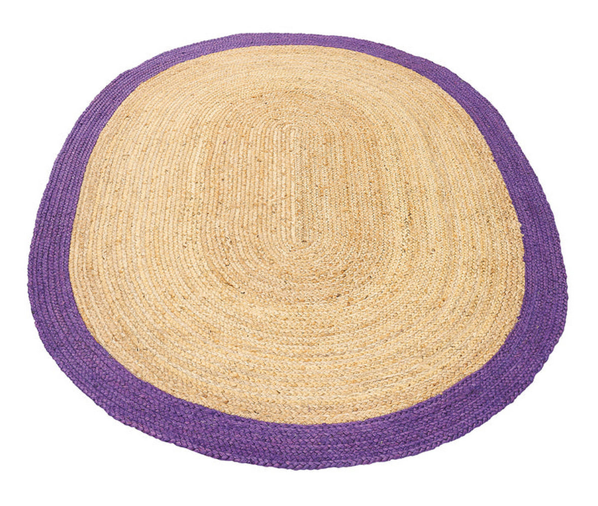 Purple Area Rug in Oval Shape 5'x7' Braided Oval Jute Rug 8'x10' for Living Room