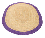 Purple Area Rug in Oval Shape 5'x7' Braided Oval Jute Rug 8'x10' for Living Room
