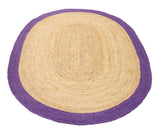 Purple Area Rug in Oval Shape 5'x7' Braided Oval Jute Rug 8'x10' for Living Room