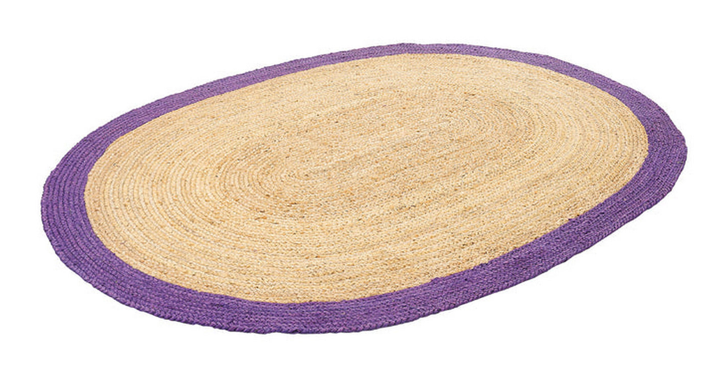 Purple Area Rug in Oval Shape 5'x7' Braided Oval Jute Rug 8'x10' for Living Room