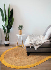 Low Pile Oval Jute Rug 9'x12' for Living Room Decor Braided Jute Oval Doormat 3'x4'