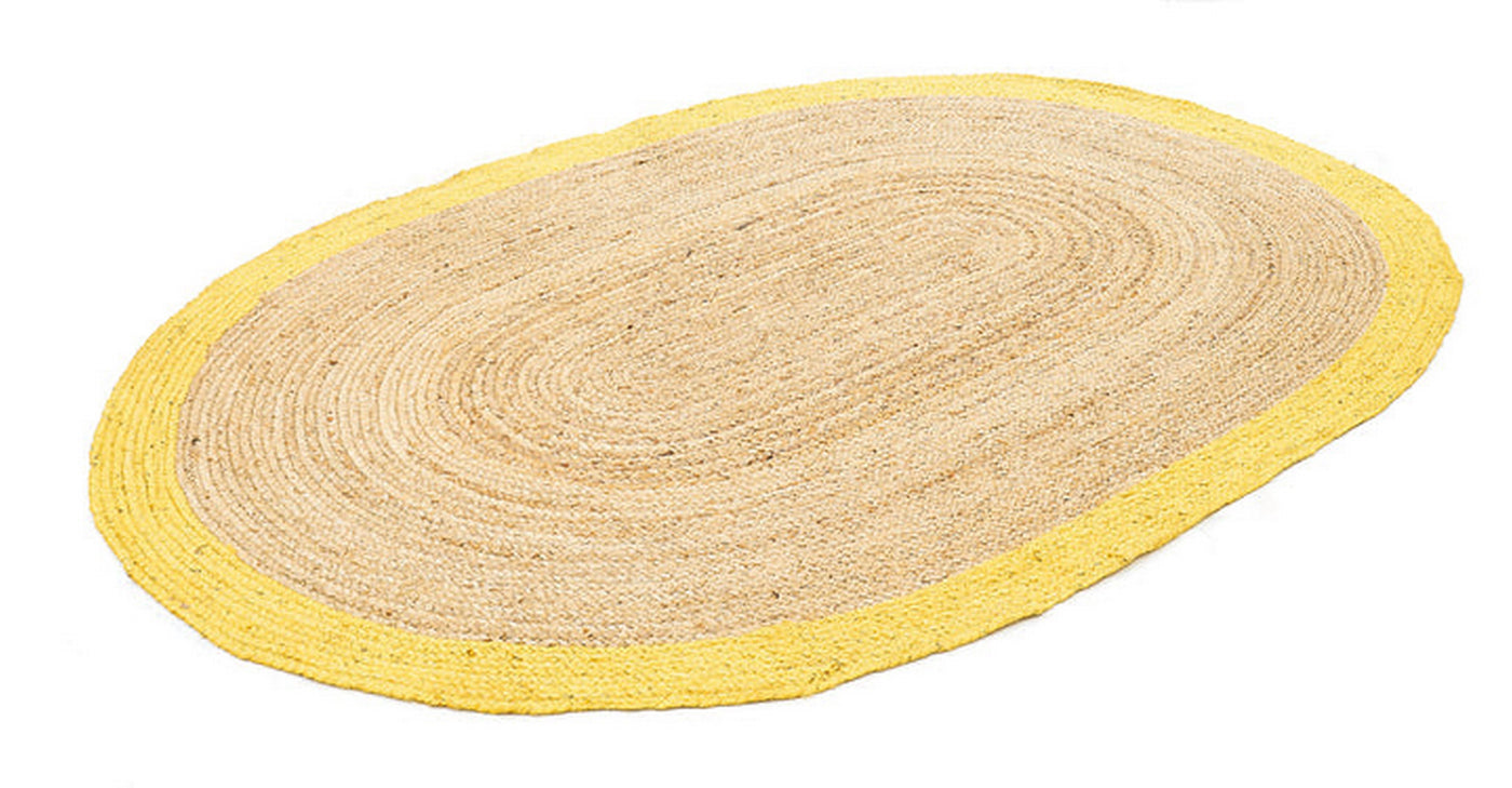 Low Pile Oval Jute Rug 9'x12' for Living Room Decor Braided Jute Oval Doormat 3'x4'