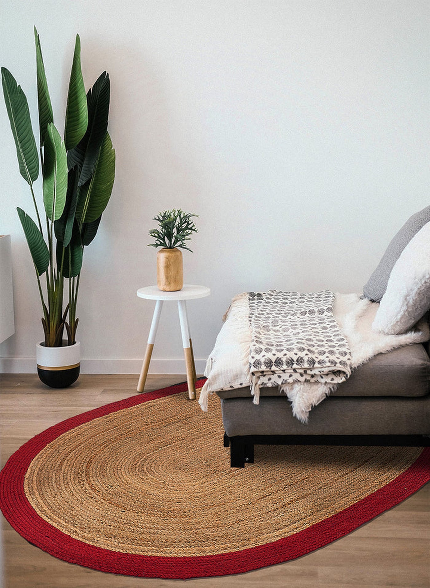 Oval Jute Rug for Living Room 5'x8', Braided Oval Rug for Dining Room 6'x8'