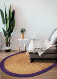 Purple Area Rug in Oval Shape 5'x7 Braided Oval Jute Rug 8'x10' for Living Room