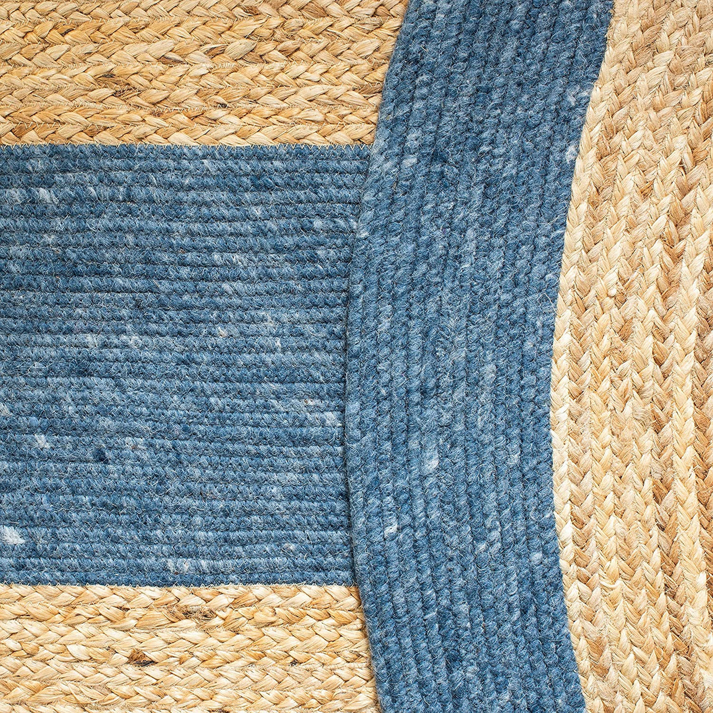 Navy Blue Oval Jute Rug 5'x7' for Bedroom Braided Oval Area Rug Carpet 6'x9'